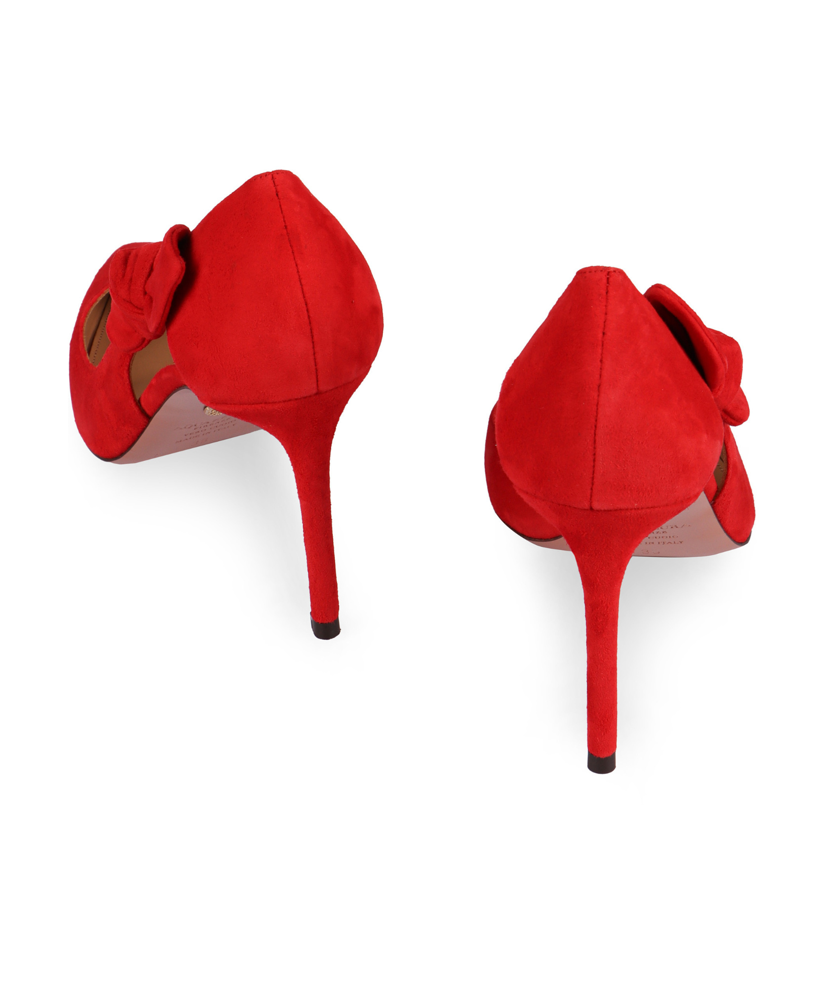 Aquazzura Very Bow Tie 105 Suede Point-toe Pumps In Red