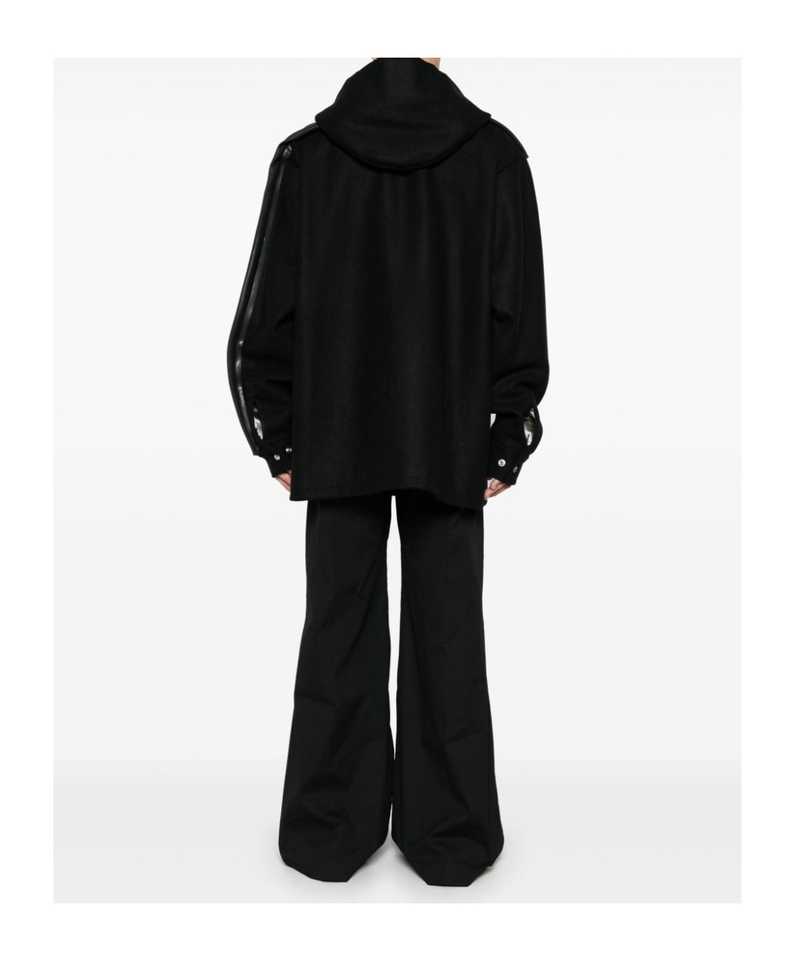 Rick Owens Drawstring Hem Wool Coat In Black