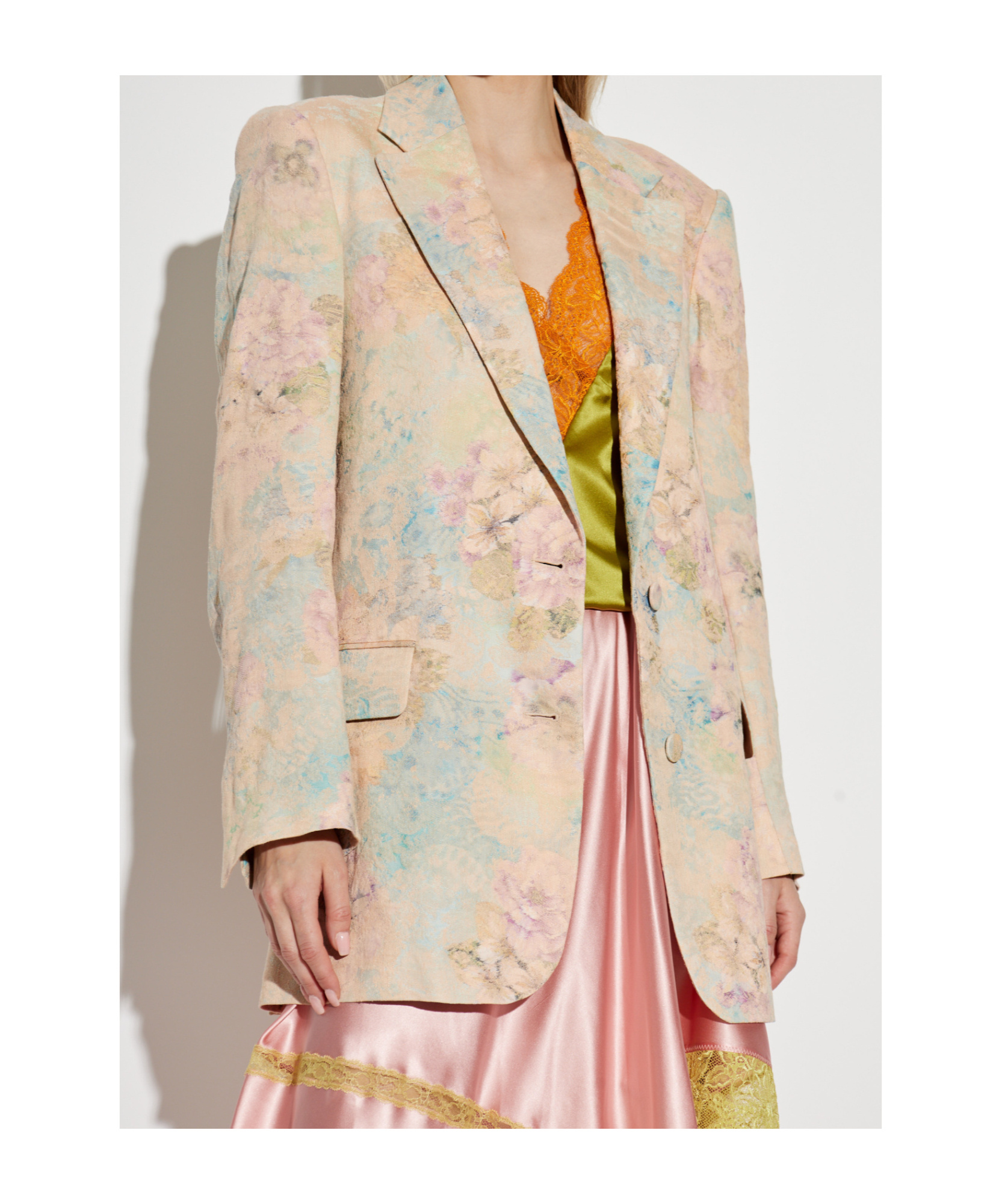DRIES VAN NOTEN MULTICOLOR FLORAL PRINT BLAZER