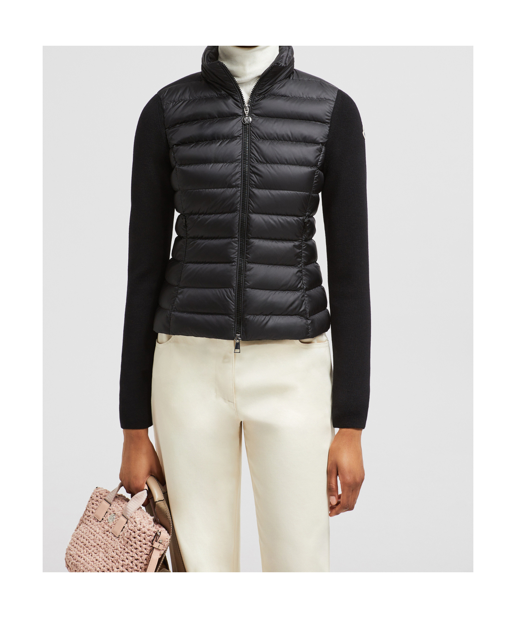 Moncler Padded Wool-blend Cardigan In Black