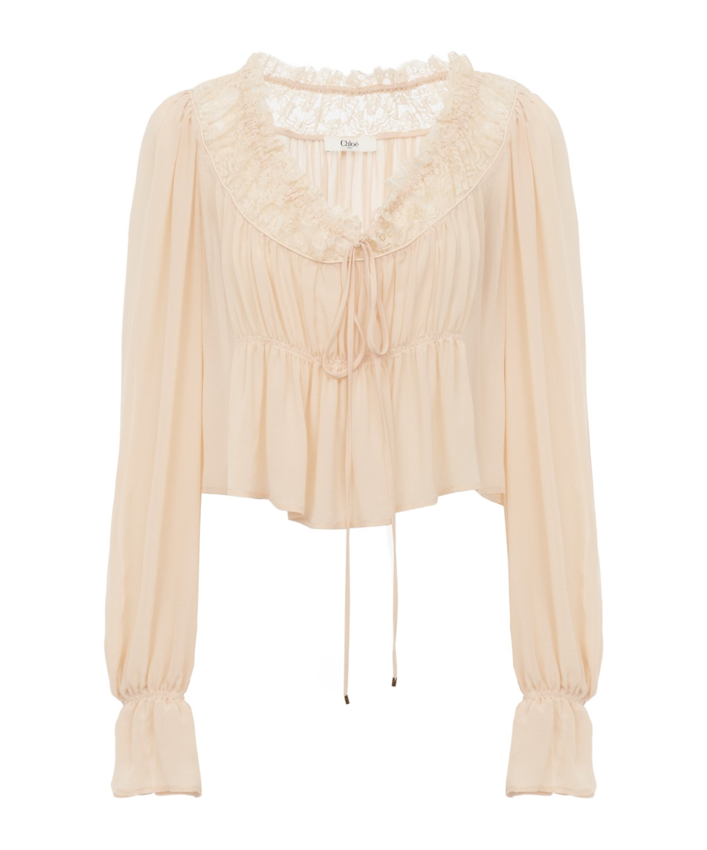 Chloé Blouse With Tie In Pink Silk Georgette Women In Neutral