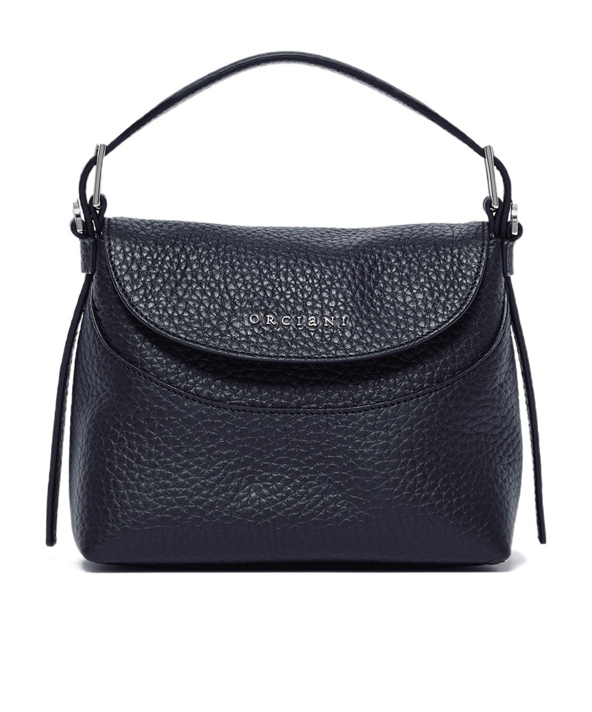 Orciani Nana Soft Small Leather Handbag With Strap In Black
