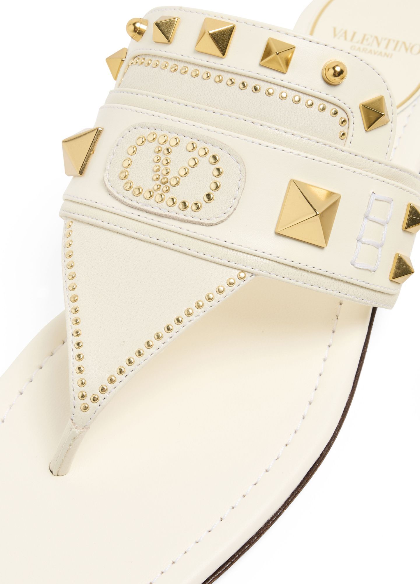 Shop Valentino Square-headed Flat Sandals In White