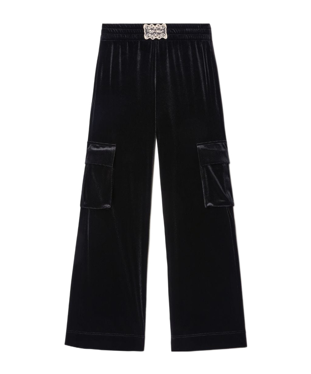 Off-white Velvet Cargo Track Pants In Black
