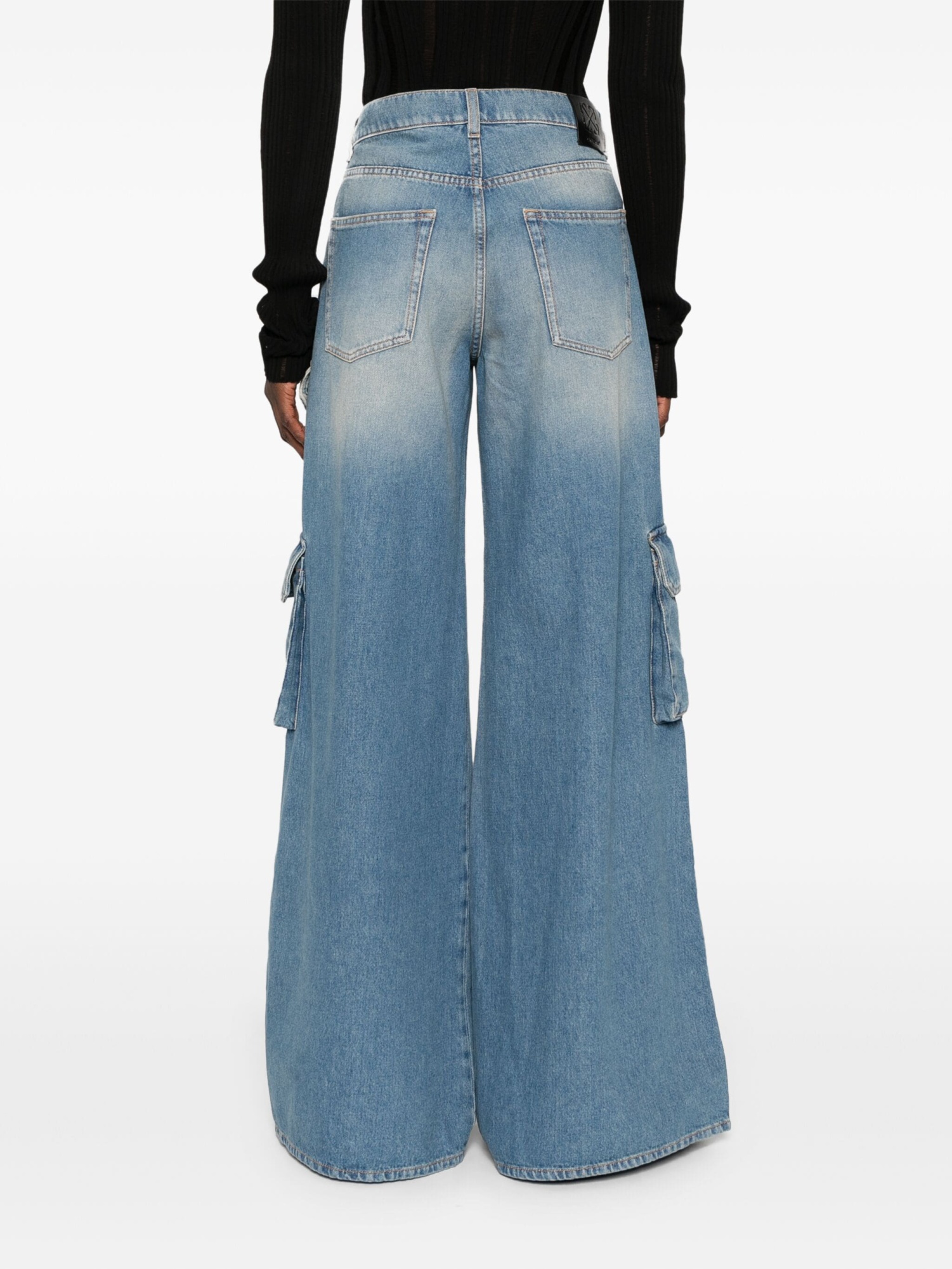 Off-white Light Blue Logo-embroidered Cargo Jeans In Blue