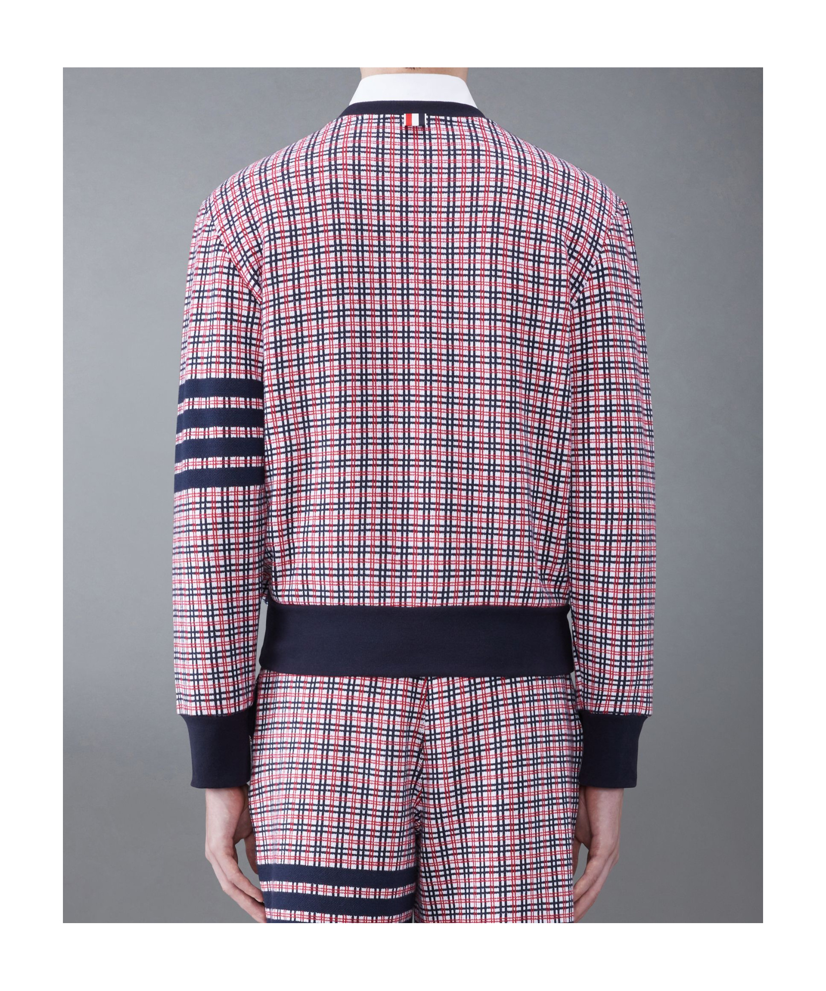 Shop Thom Browne Checked Jacquard Crew-neck Sweatshirt In Multicolor