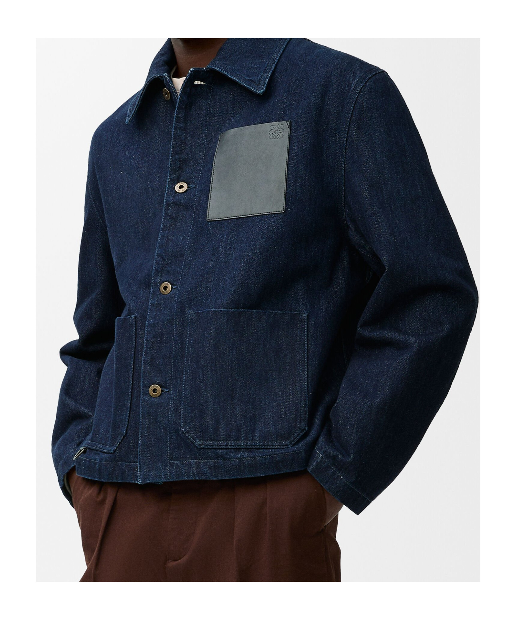 Loewe Mens Indigo Blue Workwear Relaxed-fit Denim Jacket In Black