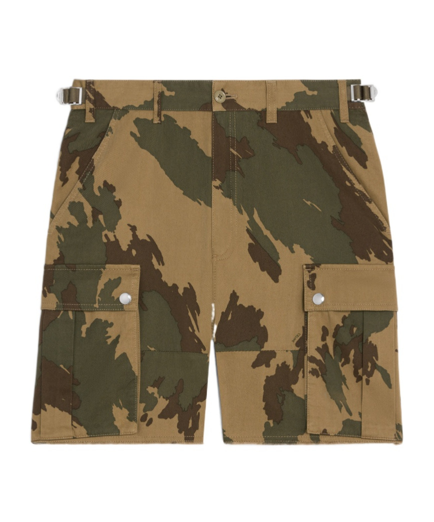 Celine Camouflage Work Shorts In Green