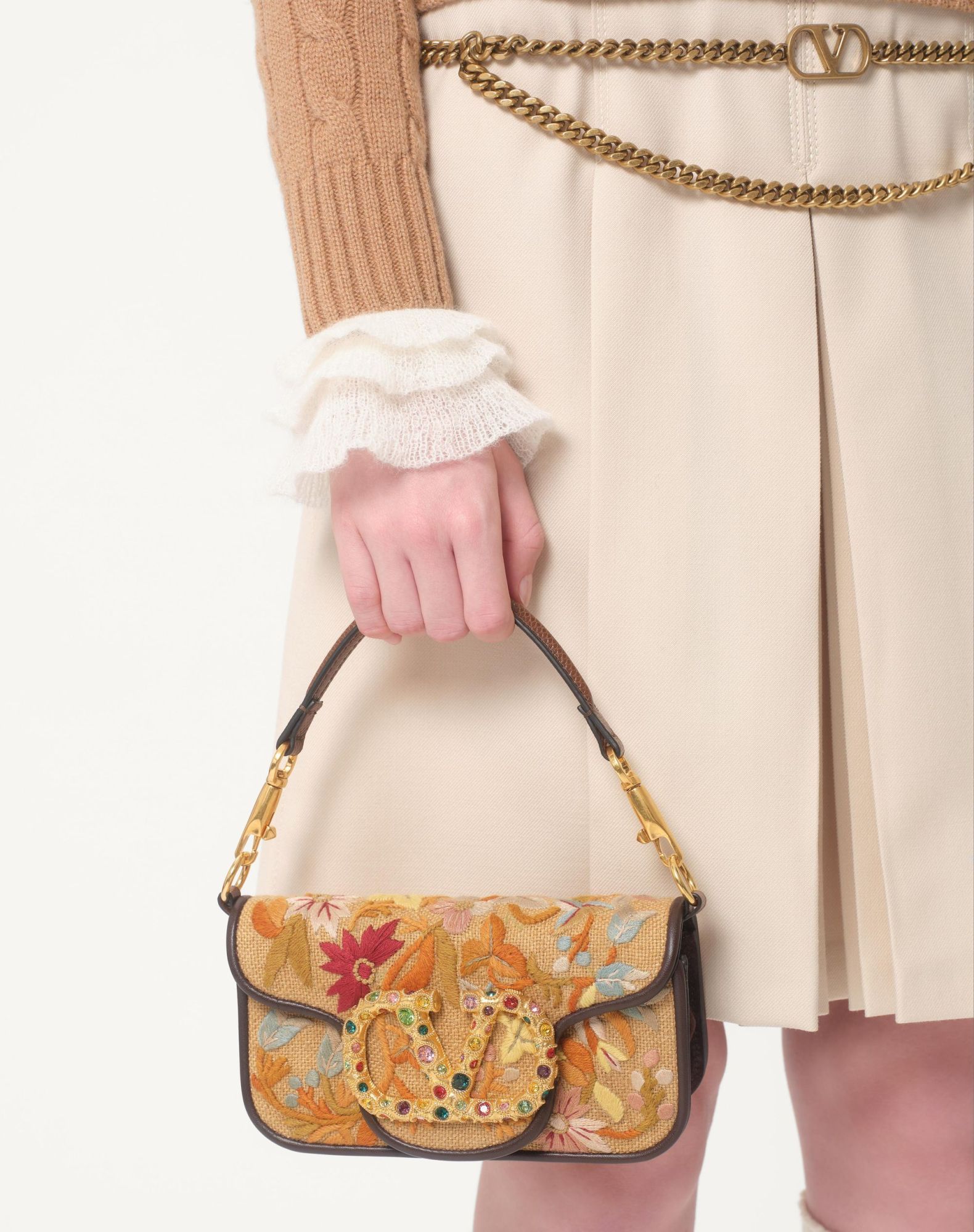 Valentino Pull En Cachemire Femme Camel/ivoire Xs In Camel/ivory