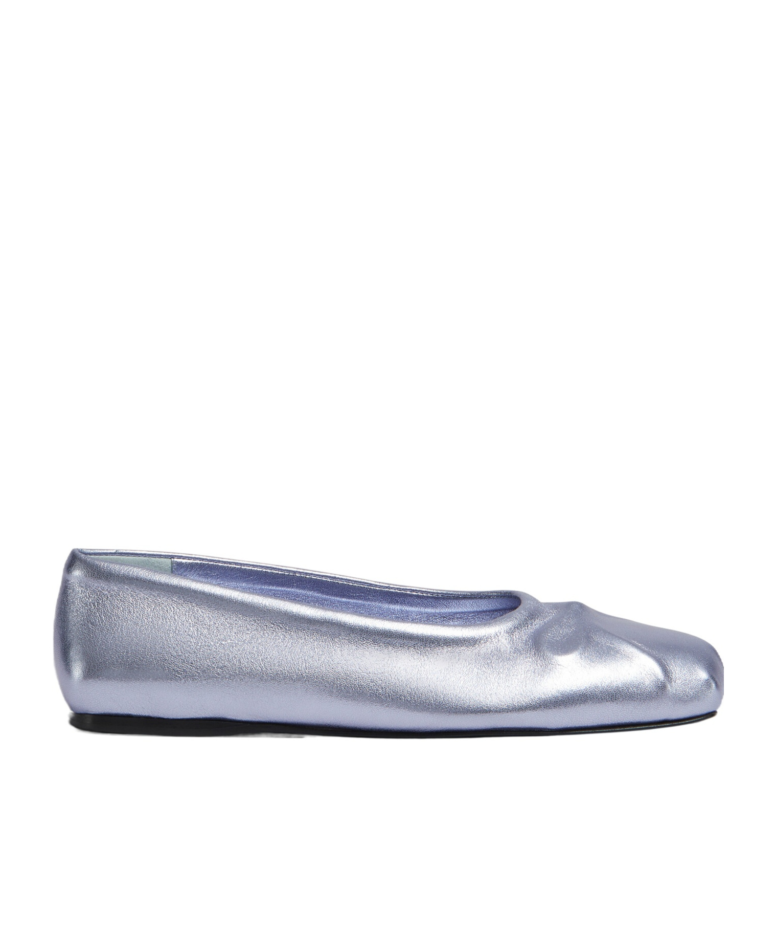 Shop Marni Light Blue Nappa Leather Seamless Little Bow Ballet Flat In Gray