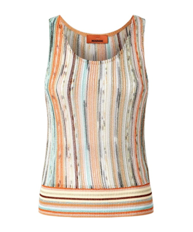 Shop Missoni Striped Tank Top In Nude