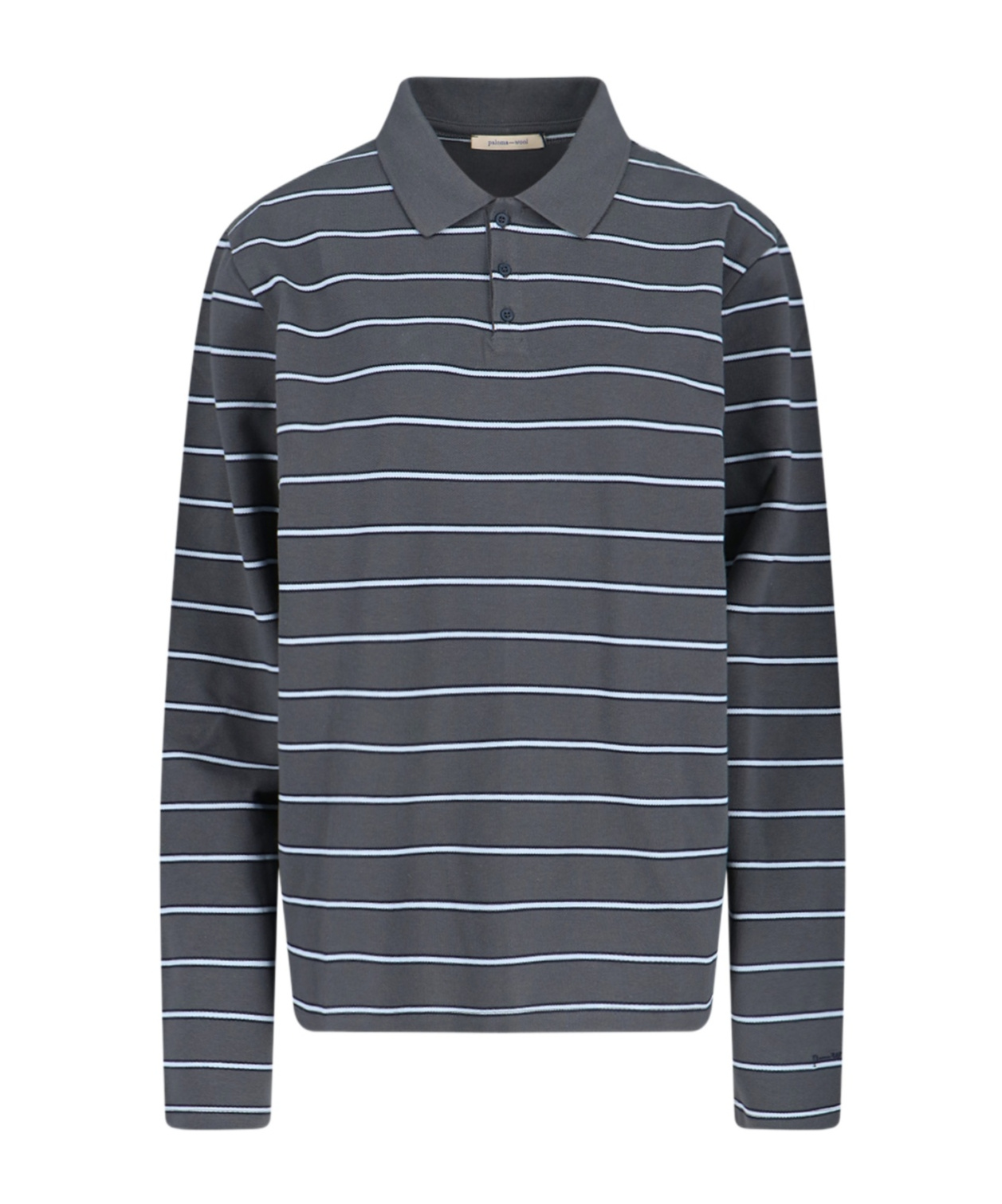 Paloma Wool Striped Long-sleeved Polo Shirt In Gray