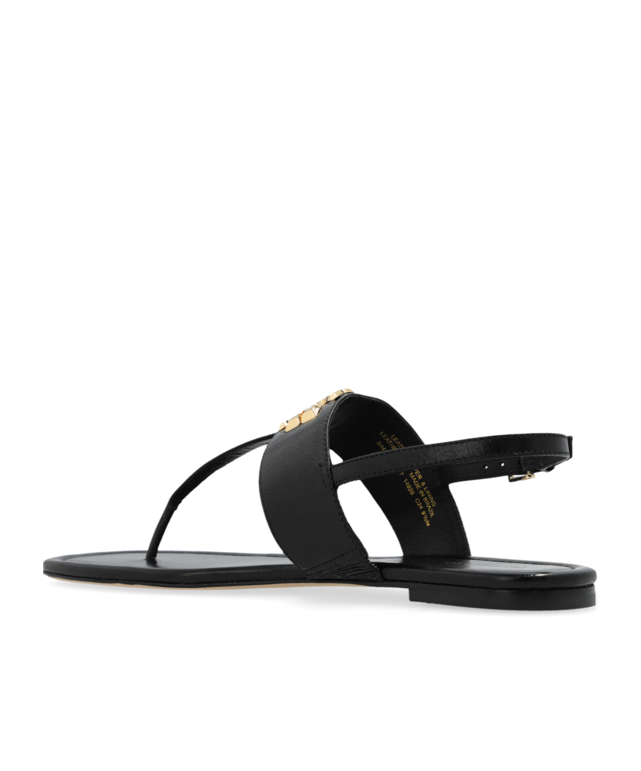 Tory Burch Eleanor Embellished Leather Sandals In Black