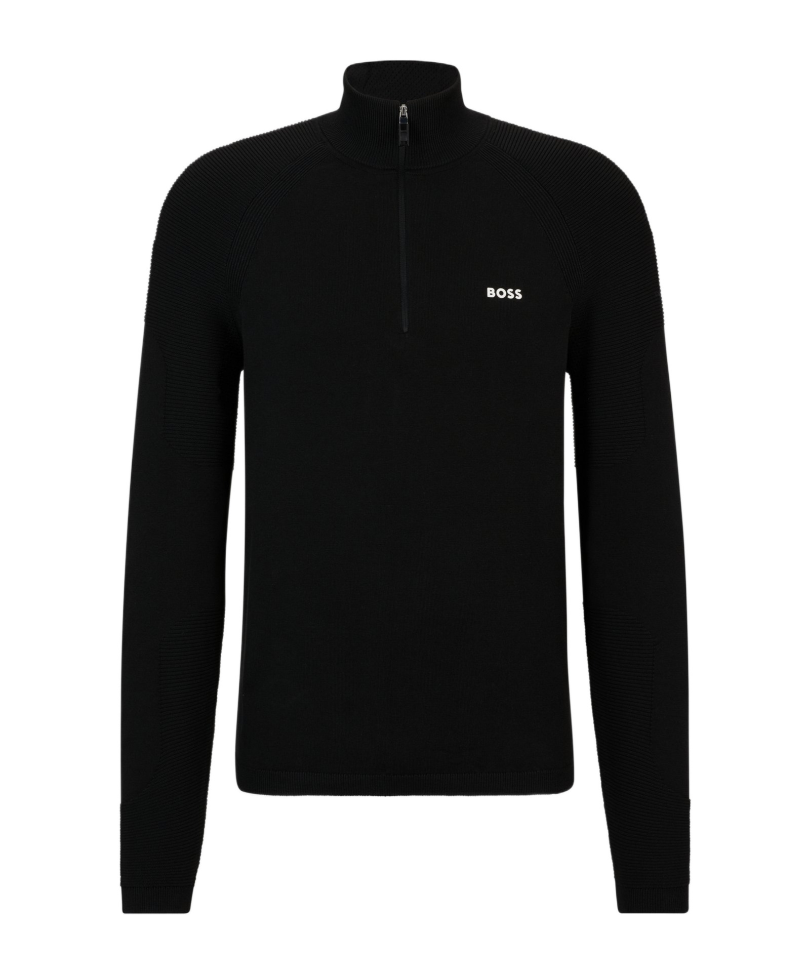Hugo Boss Blended Zipper Collar Sweater In Black