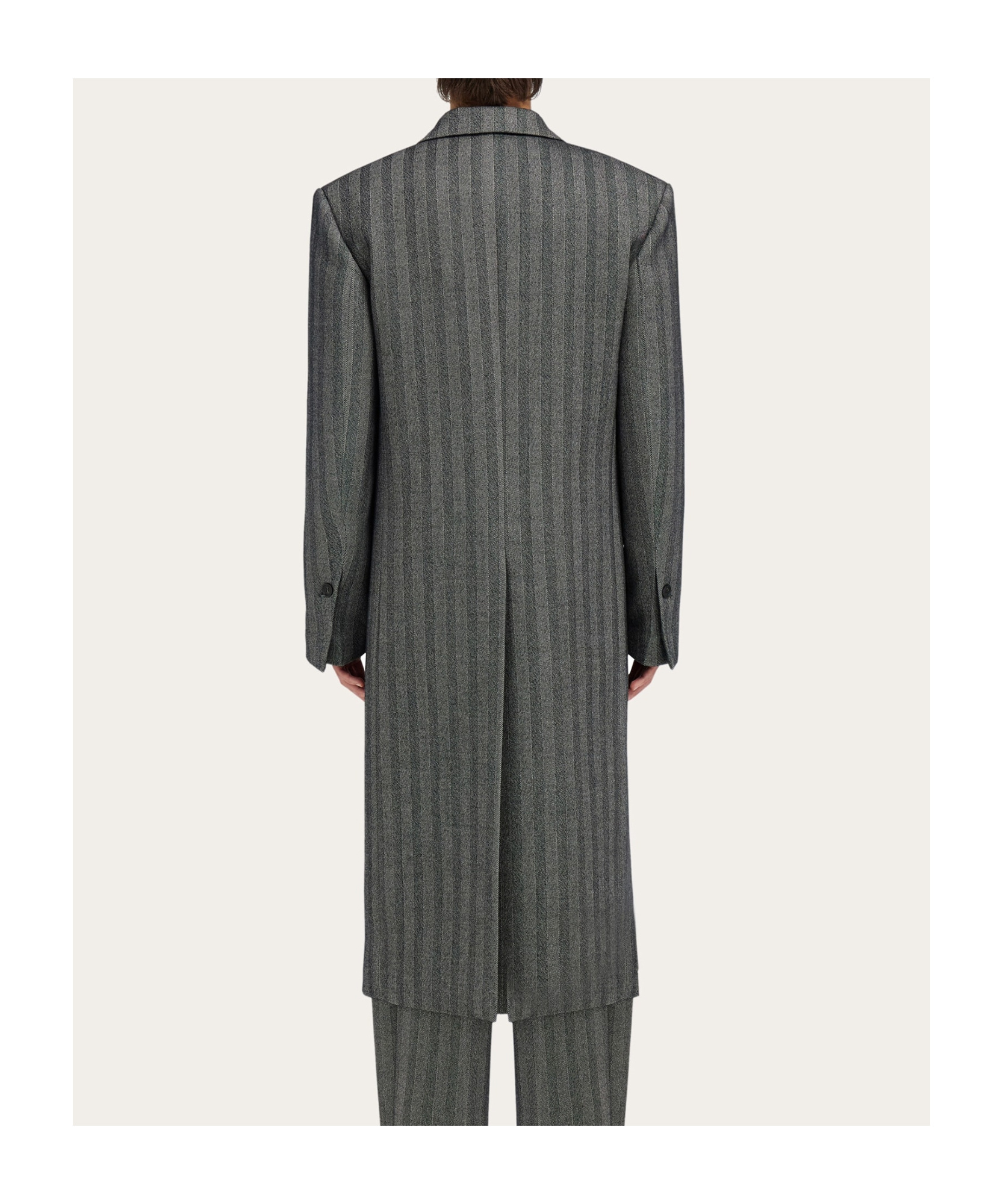 Ferragamo Double Breasted Chevron Coat In Gray