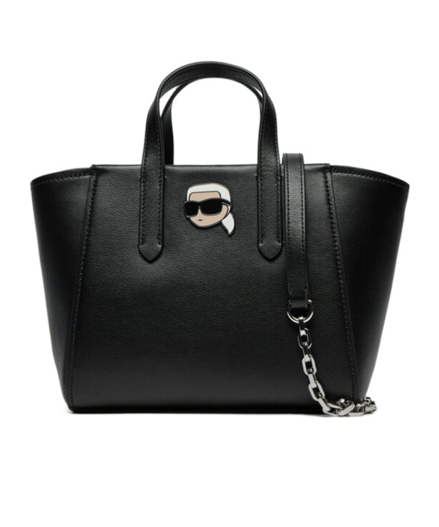 Karl Lagerfeld Ikon Leather Tote Bag In Black