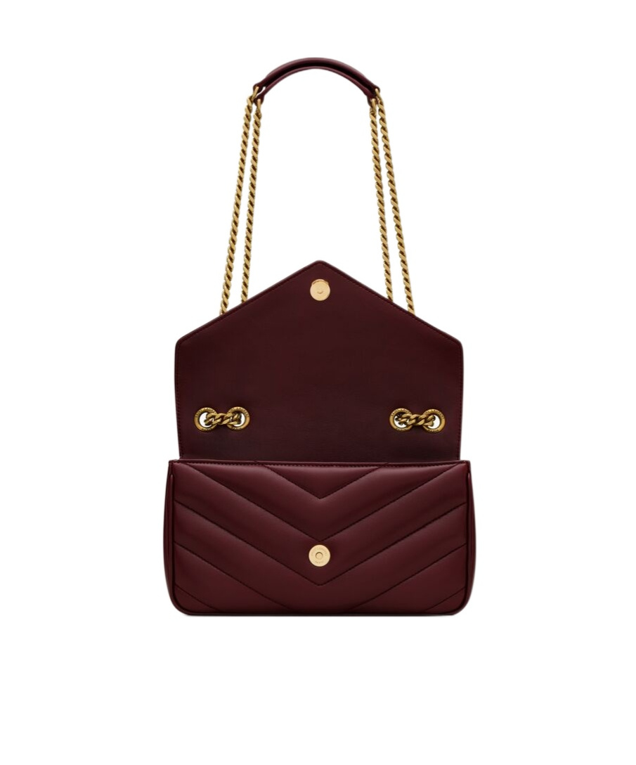 Saint Laurent Loulou Small In Quilted Lambskin In Burgundy
