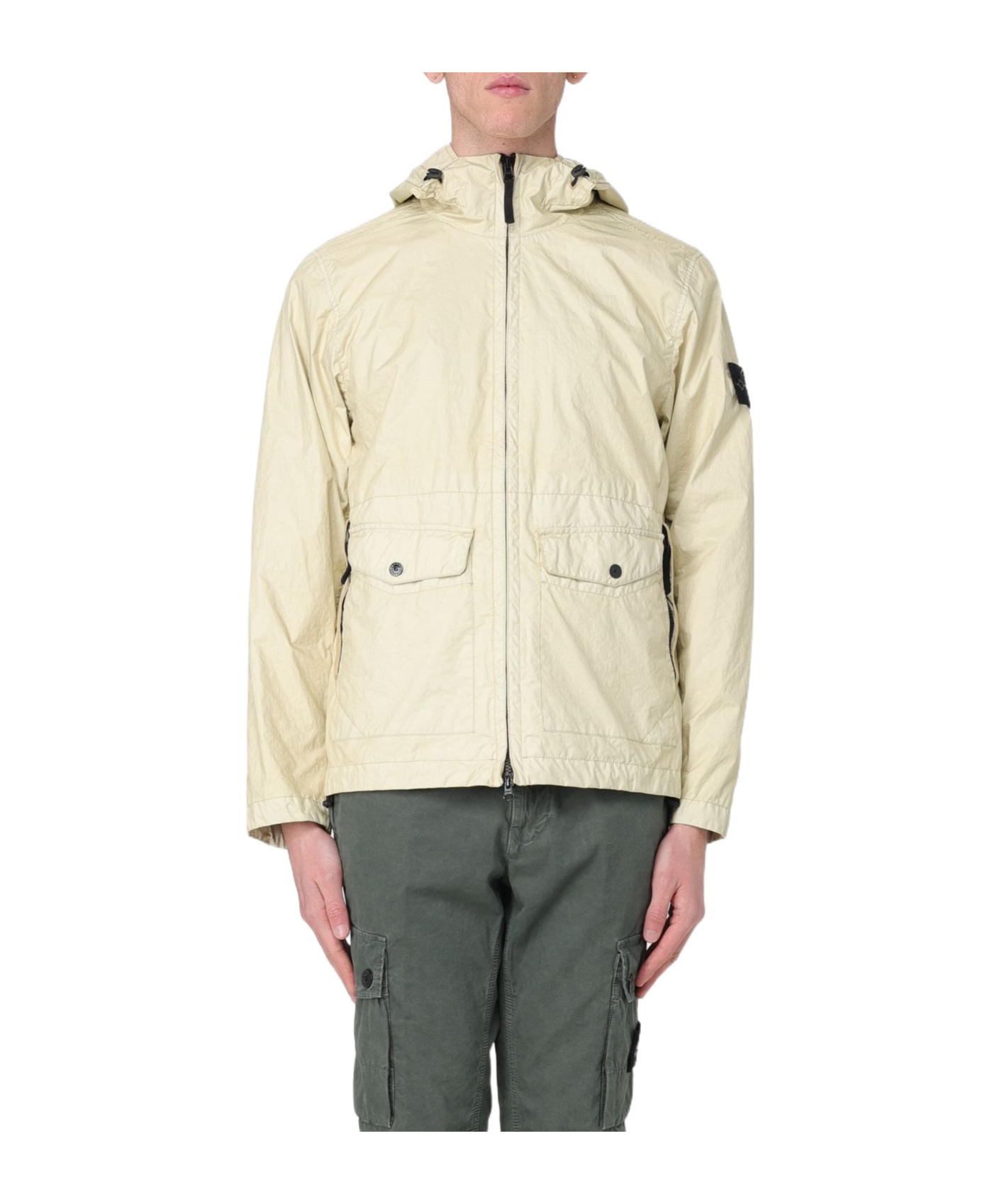 Stone Island Compass-badge Jacket In Nude