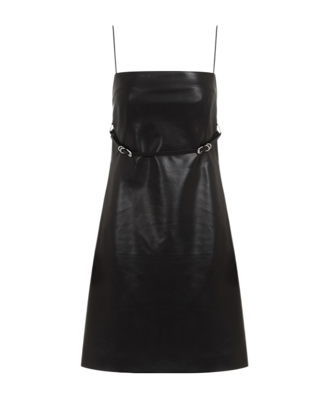 Givenchy Leather Sleeveless Belted Mini Dress In Black
