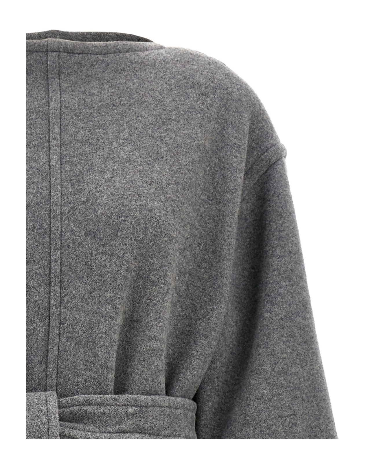 Mm6 Maison Margiela Felted-finish Belted Midi Dress In Gray