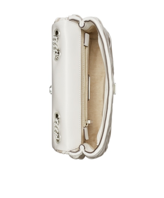 Shop Tory Burch Small Kira Woven Canvas Convertible Shoulder Bag In Nude