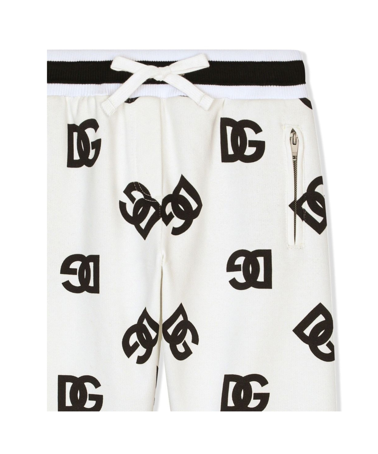 Dolce & Gabbana White Sweatpants For Baby Boy With Black Logo In White