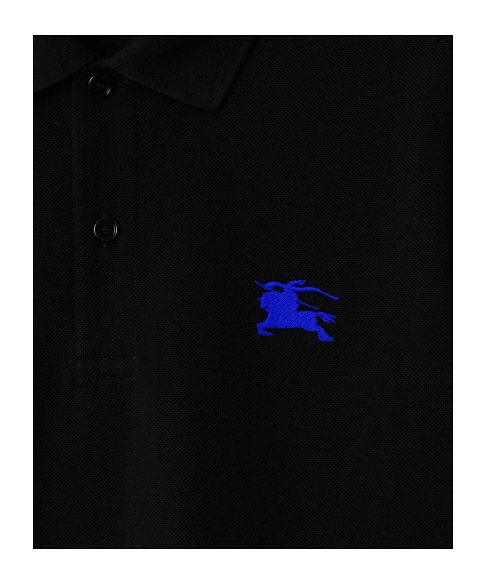 Burberry Organic Cotton Ekd Polo Shirt In Black