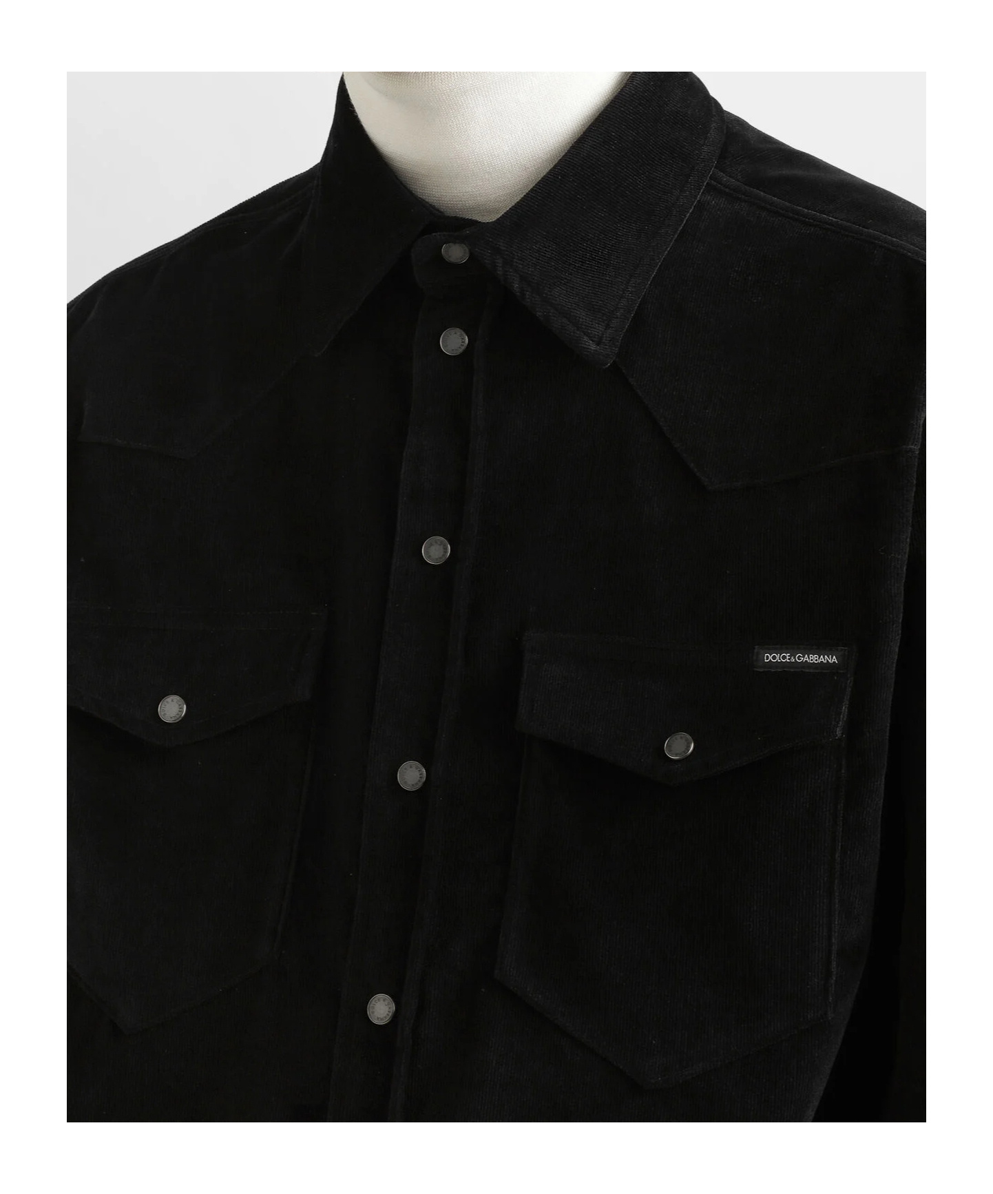 Dolce & Gabbana Micro Rib Velvet Shirt Shirts Black In Black