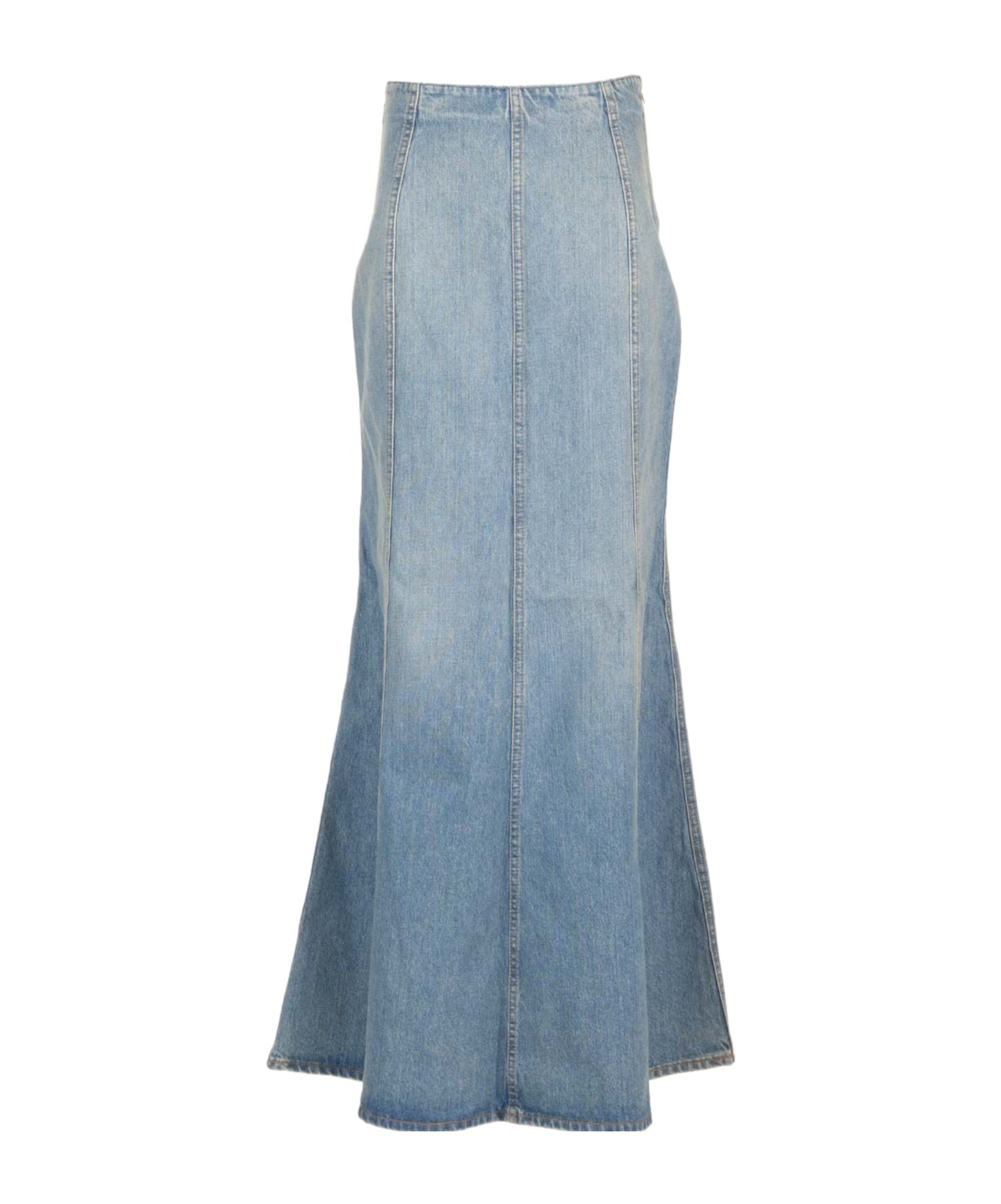Haikure Seamed Denim Midi Skirt In Blue