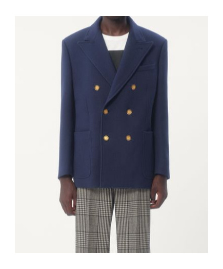 Valentino Double-breasted Double Wool Jacket In Blue