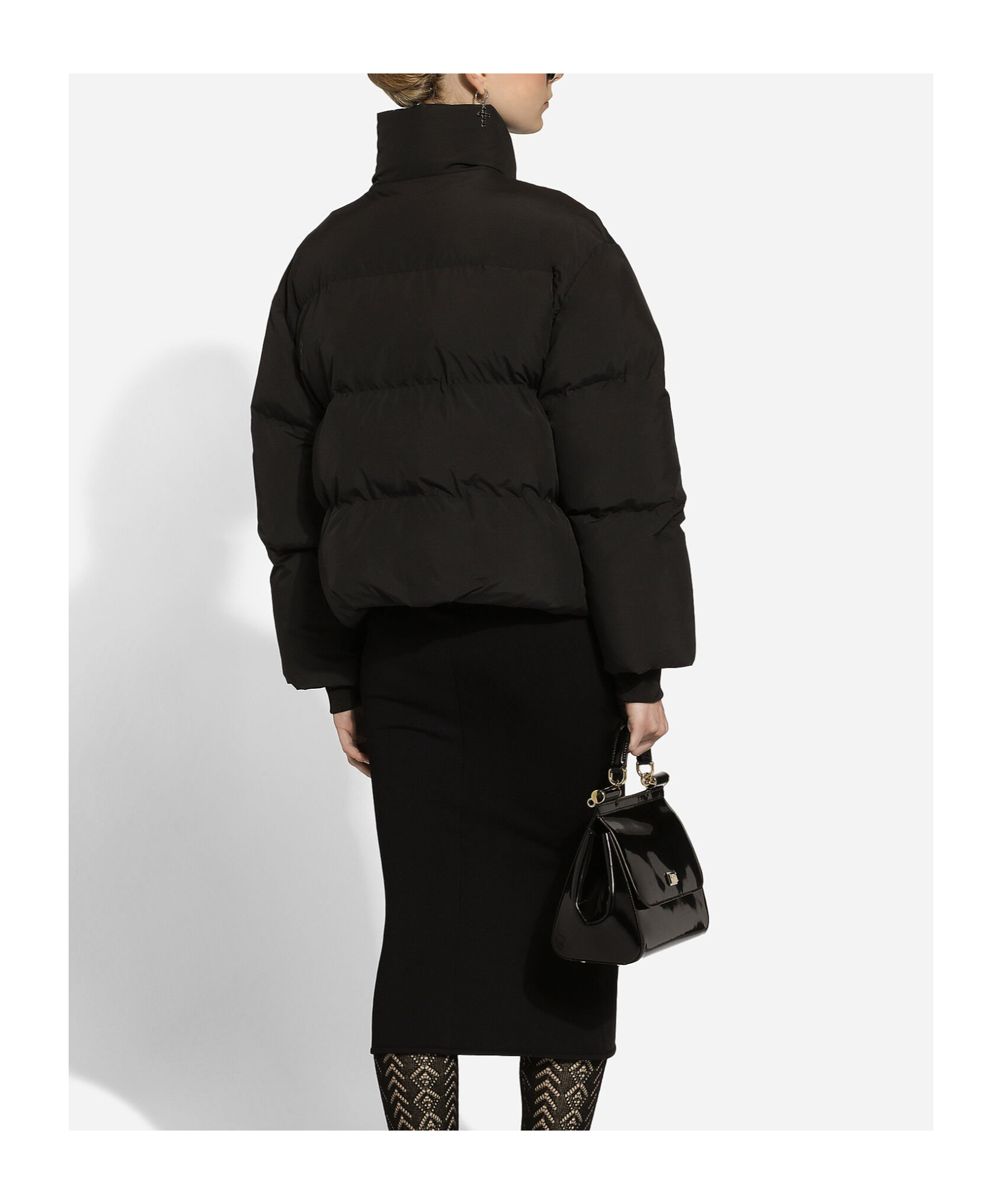 Dolce & Gabbana High-neck Zip-up Down Jacket In Black