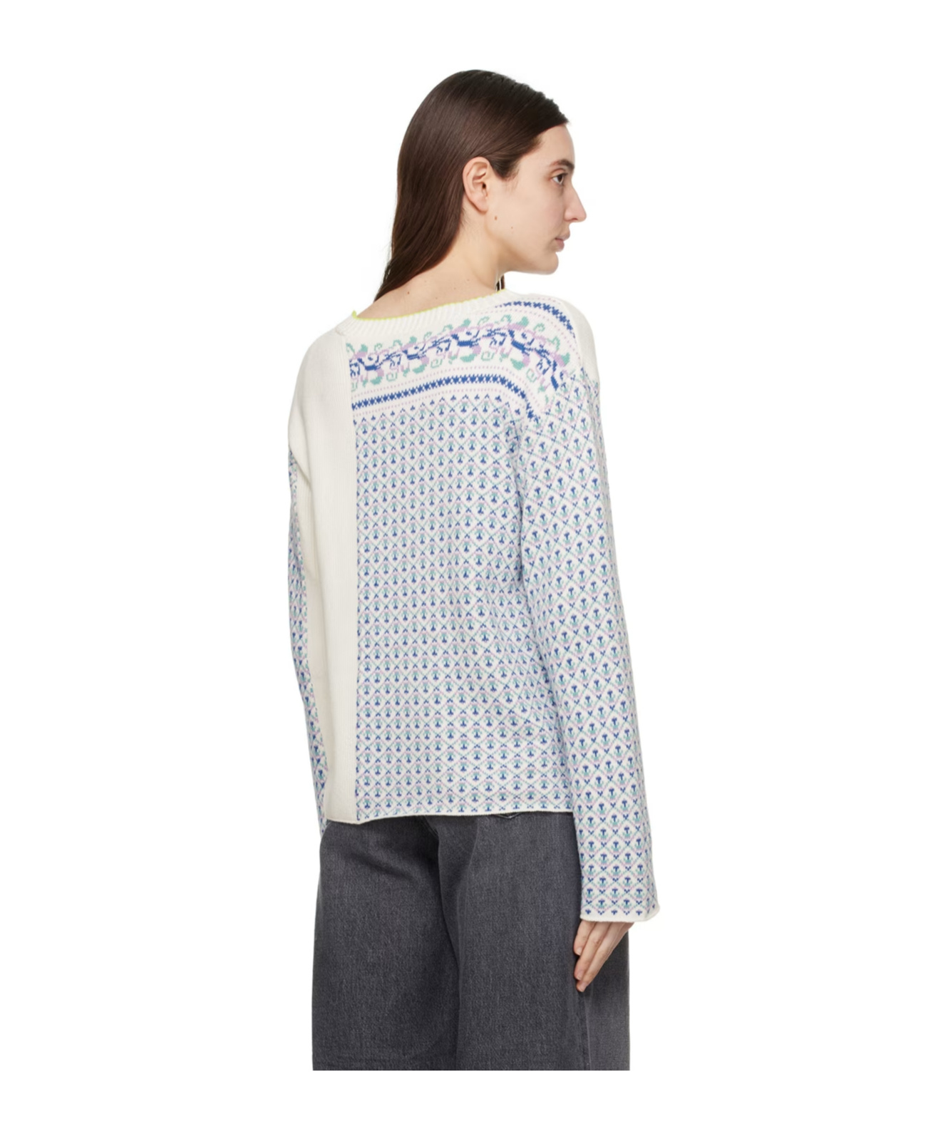 Mm6 Maison Margiela Asymmetrical Pattern Sweater In White