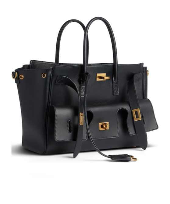 Balenciaga Women Black Leather Small Carry All Bel Air Shopping Bag In Black