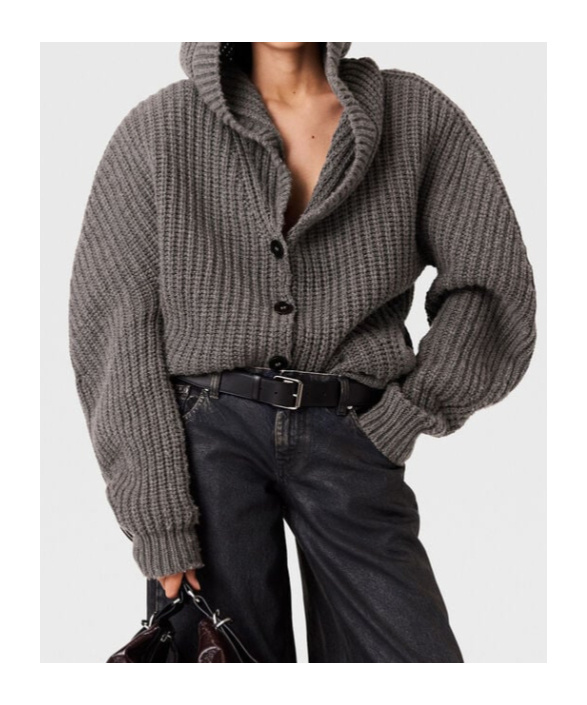 Stella Mccartney Hooded Ribbed Recycled-cashmere And Wool-blend Cardigan In Gray