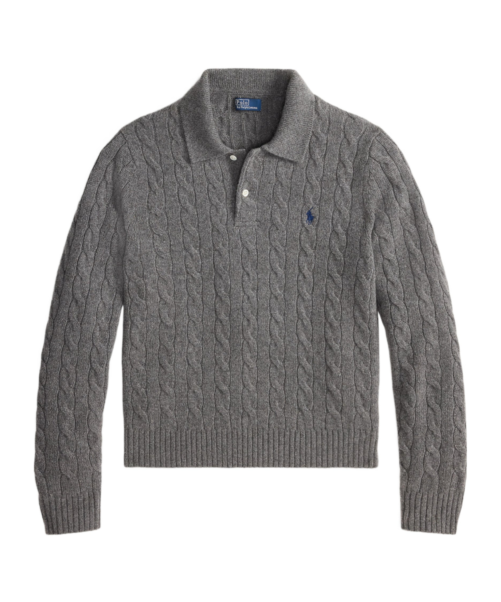 Polo Ralph Lauren Cable-knit Polo Shirt In Gray