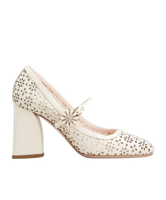 Roger Vivier Leather New Tres Viv Mary Jane Pumps 85 In Off-white