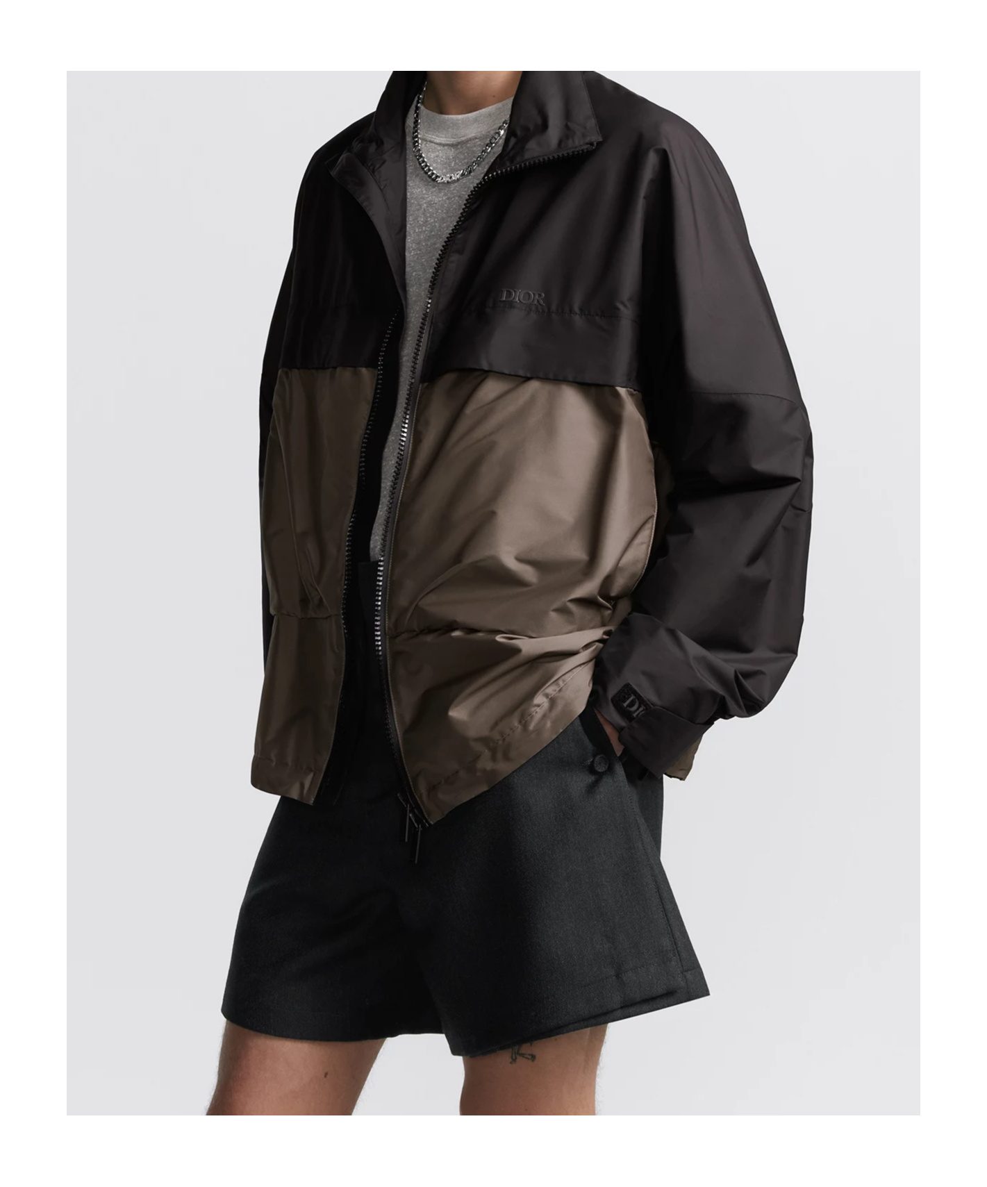Dior Logo Zipper Casual Jacket In Black