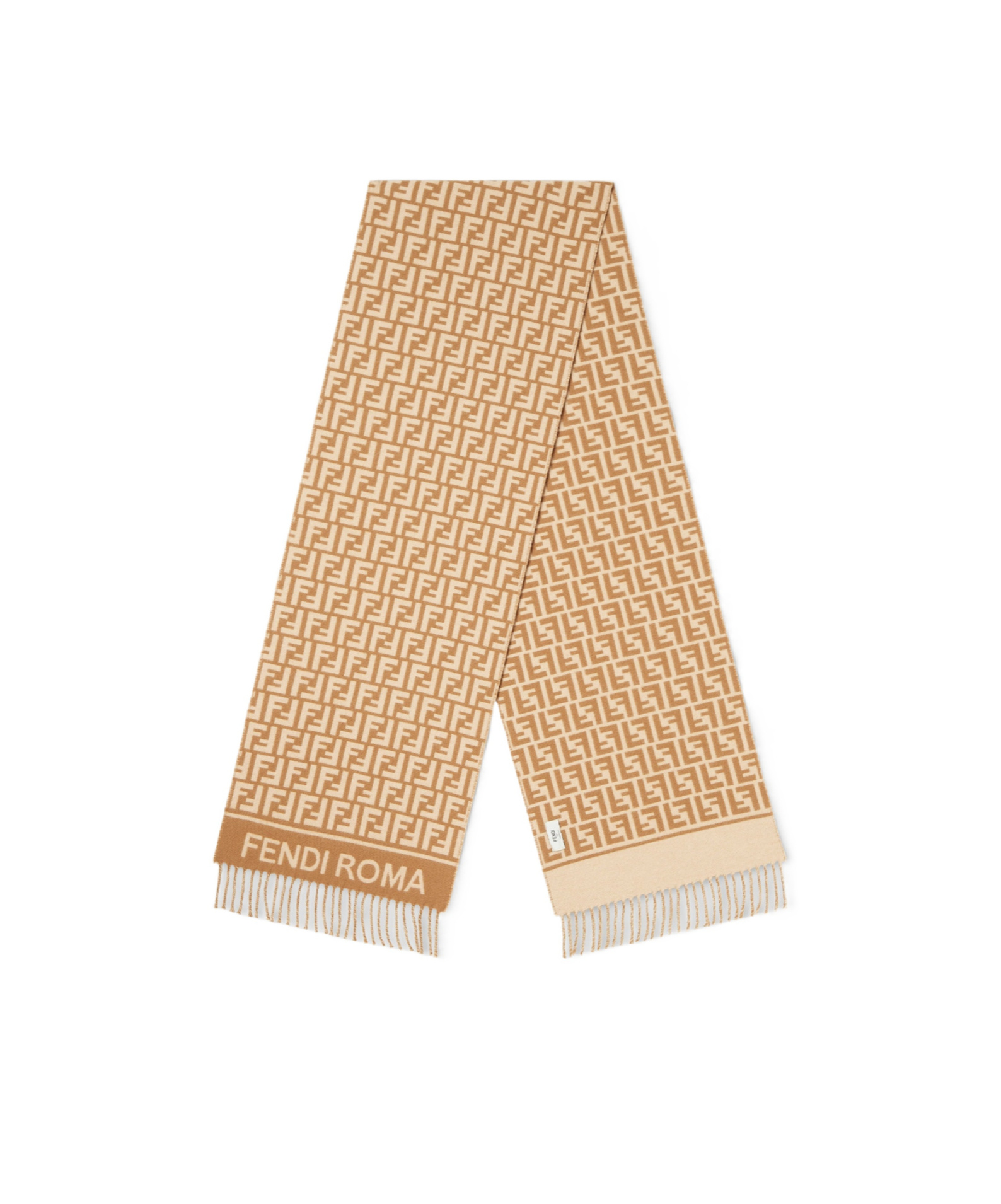 Fendi Camel Wool And Cashmere Scarf In Gold
