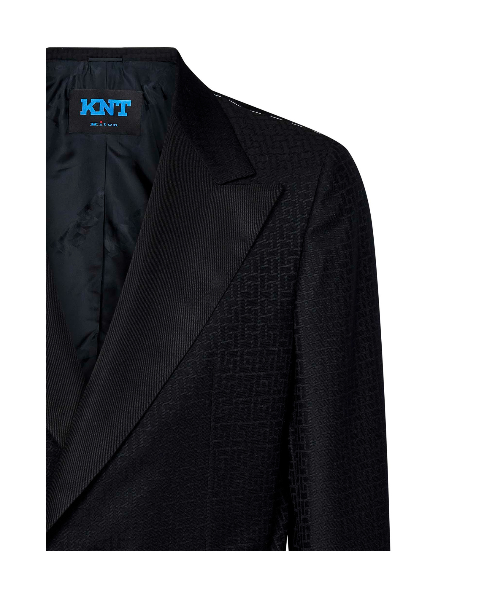 Shop Kiton Geometric-jacquard Double-breasted Blazer In Black