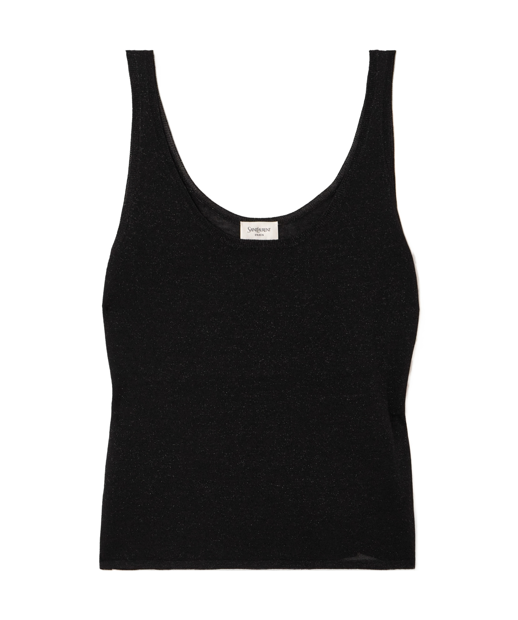 Saint Laurent Metallic Knitted Top In Black
