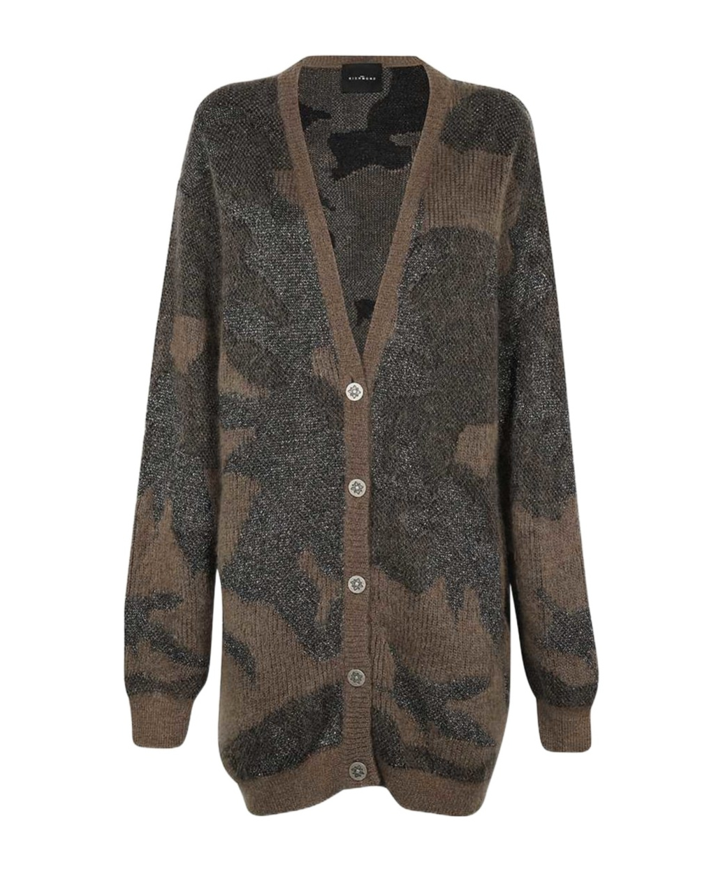 John Richmond Panelled Knit V-neck Cardigan In Black