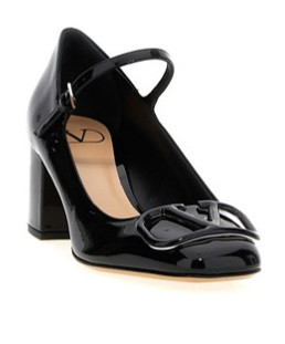 Valentino Vlogo Signature Patent Leather Mary Jane Pumps In Black