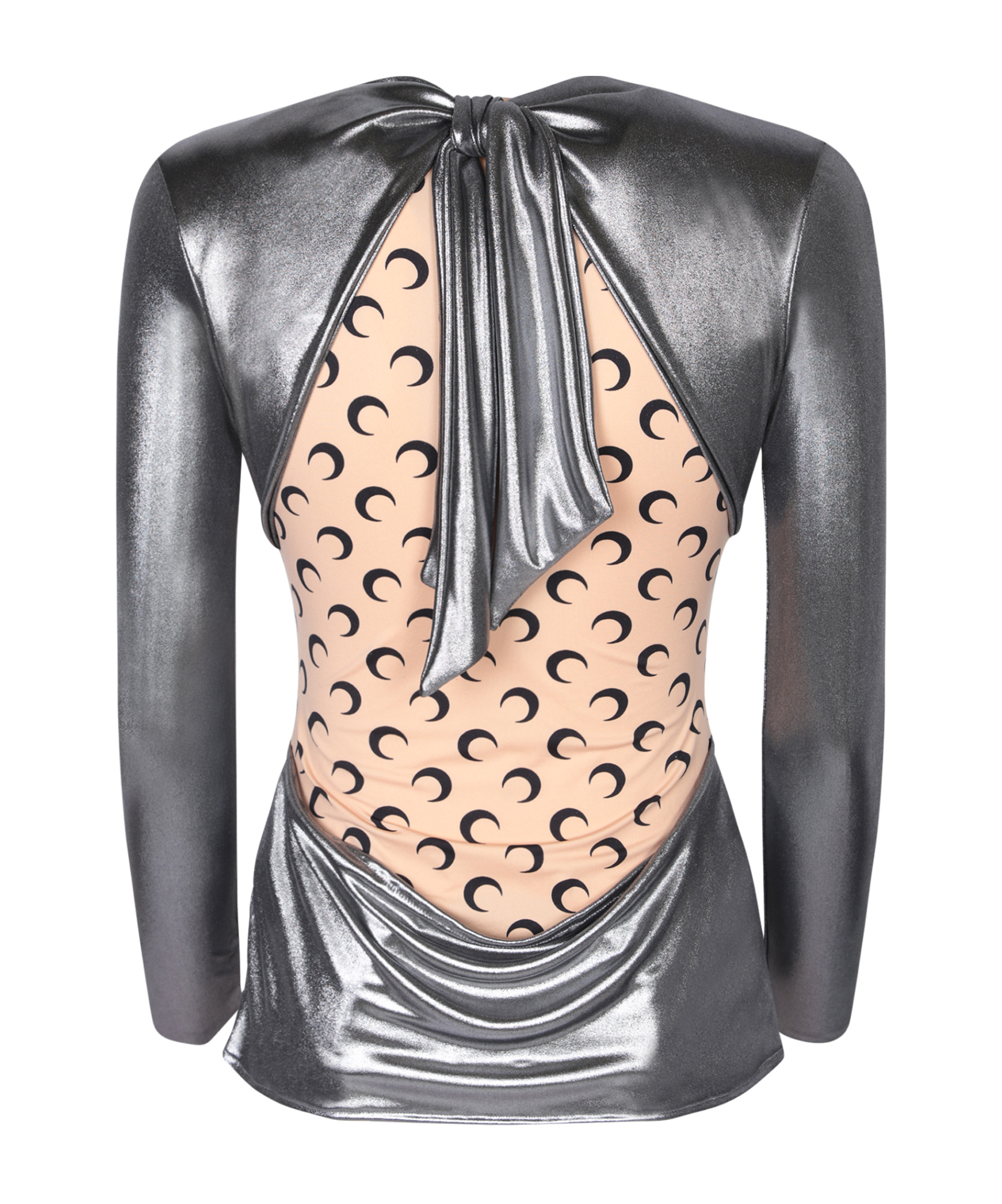 Marine Serre Crescent Moon-print Panneled T-shirt In Gray