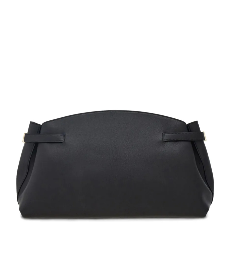 Ferragamo Hug Pouch Large Suede-trimmed Leather Shoulder Bag In Black