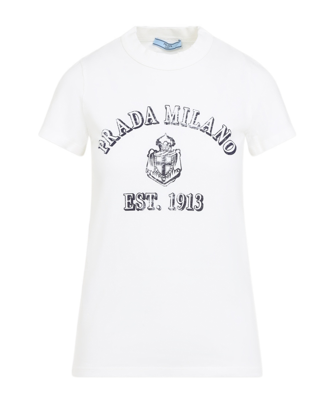 Prada Stamped Logo Crew Neck T-shirt In White