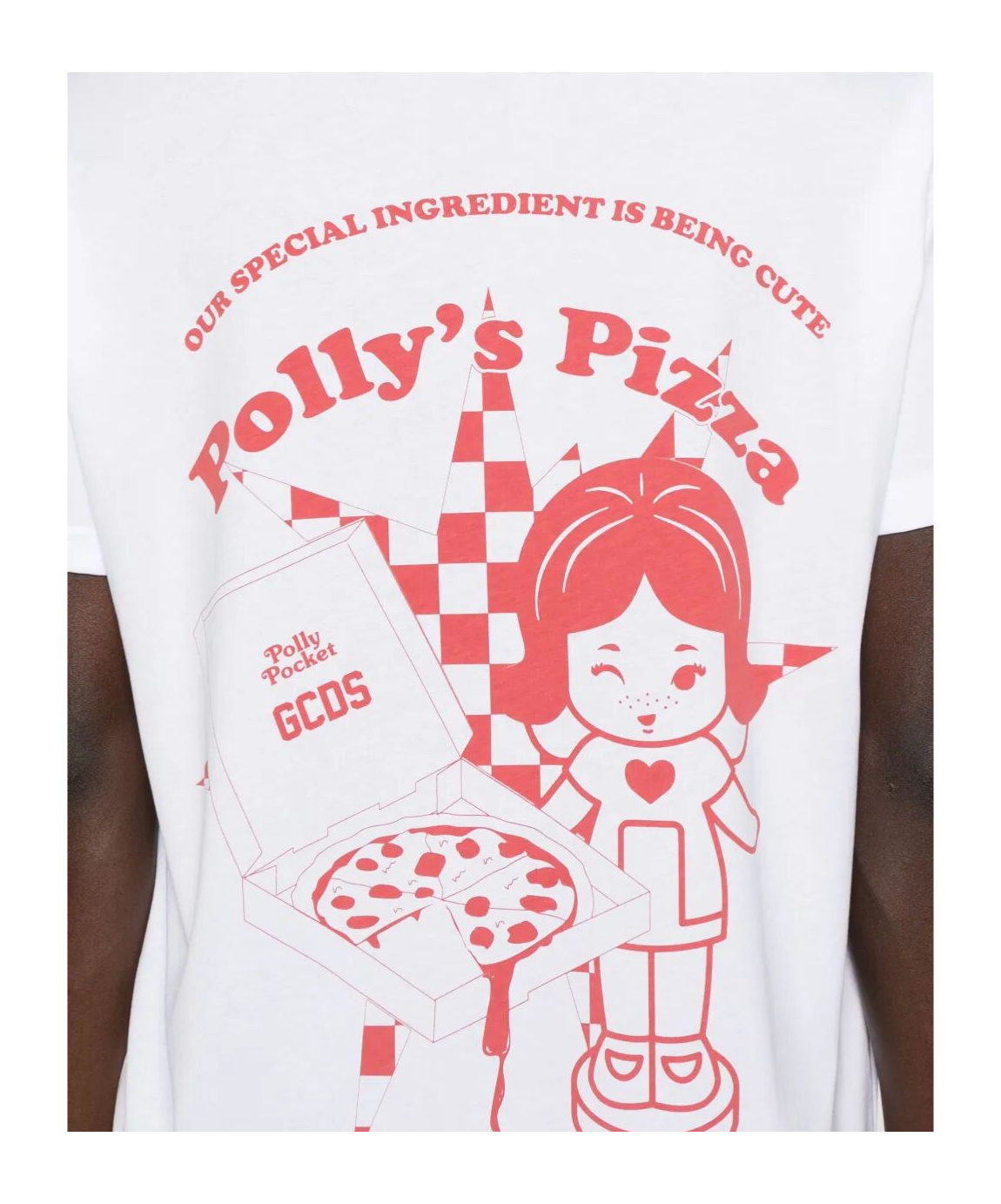 Gcds Oversize T-shirt Polly Pocket Pizza In Optic White