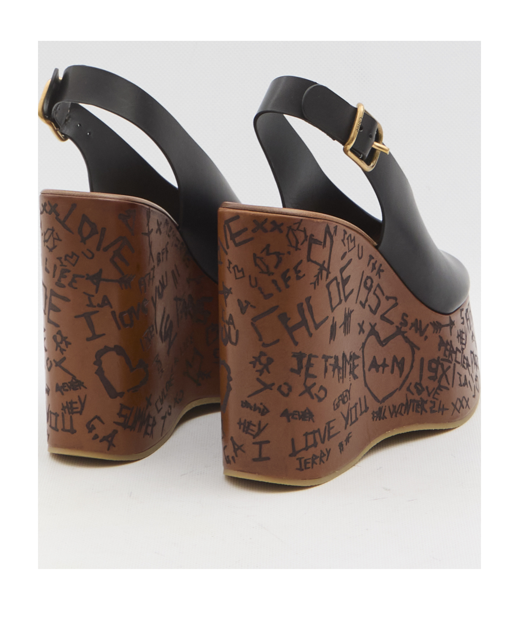 Chloé Maxime Wedge Sandals In Black