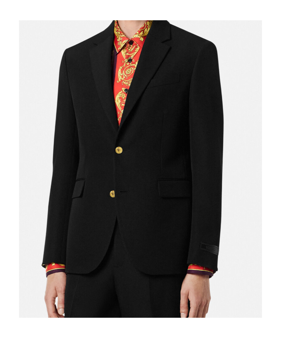 Versace Tailored Single Breasted Blazer With Notched Lapels In Black