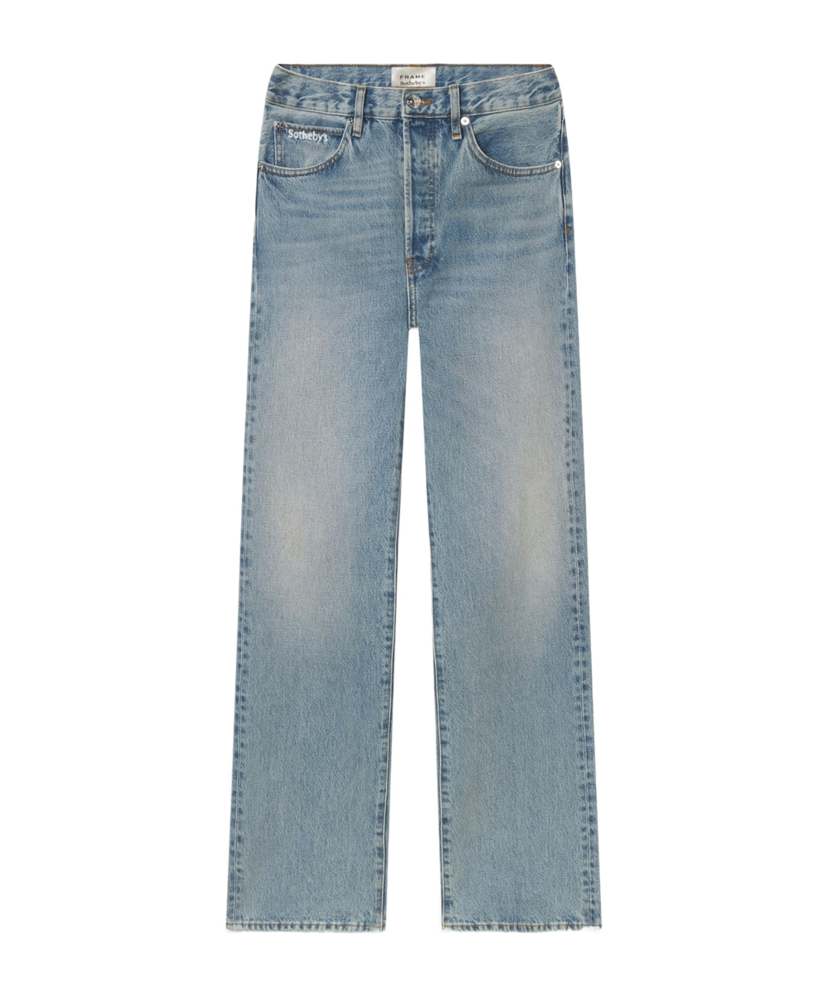 Frame High Waist Straight Jeans In Gray