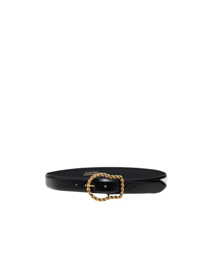 Dorothee Schumacher Calf Leather Belt With Twisted Signature Buckle In Black